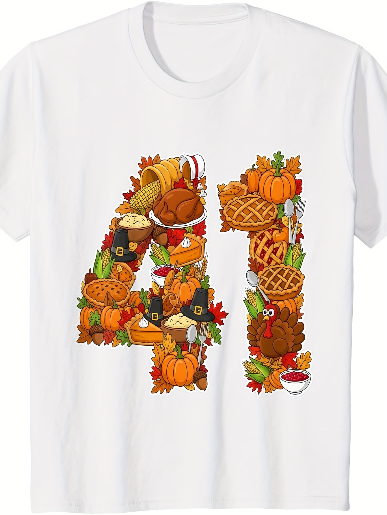 Men's Graphic T-Shirt Harvest Pumpkins Pies And Autumn Leaves Number Forty One