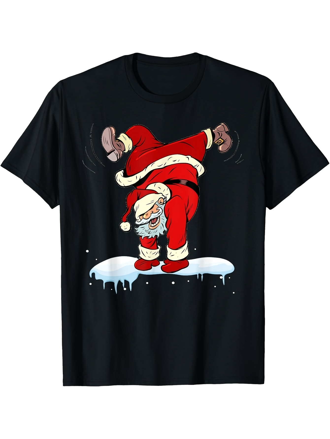 Men's Graphic T-Shirt Breakdancing Santa Claus With Snow And Winter Ice Surface
