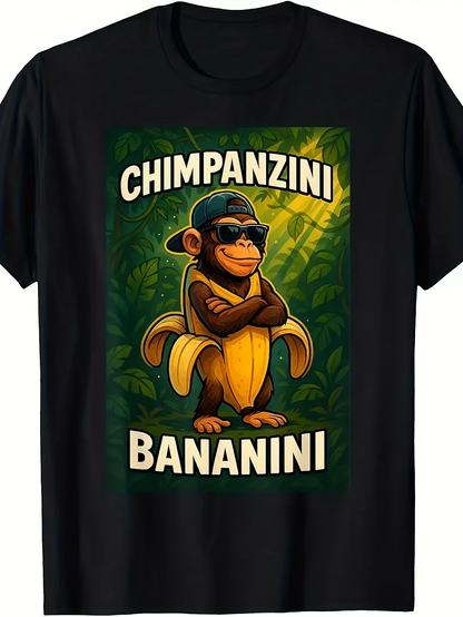 Men's Graphic T-Shirt Chimpanzini Bananini Cool Sunglasses Wearing Monkey Inside Banana Peel