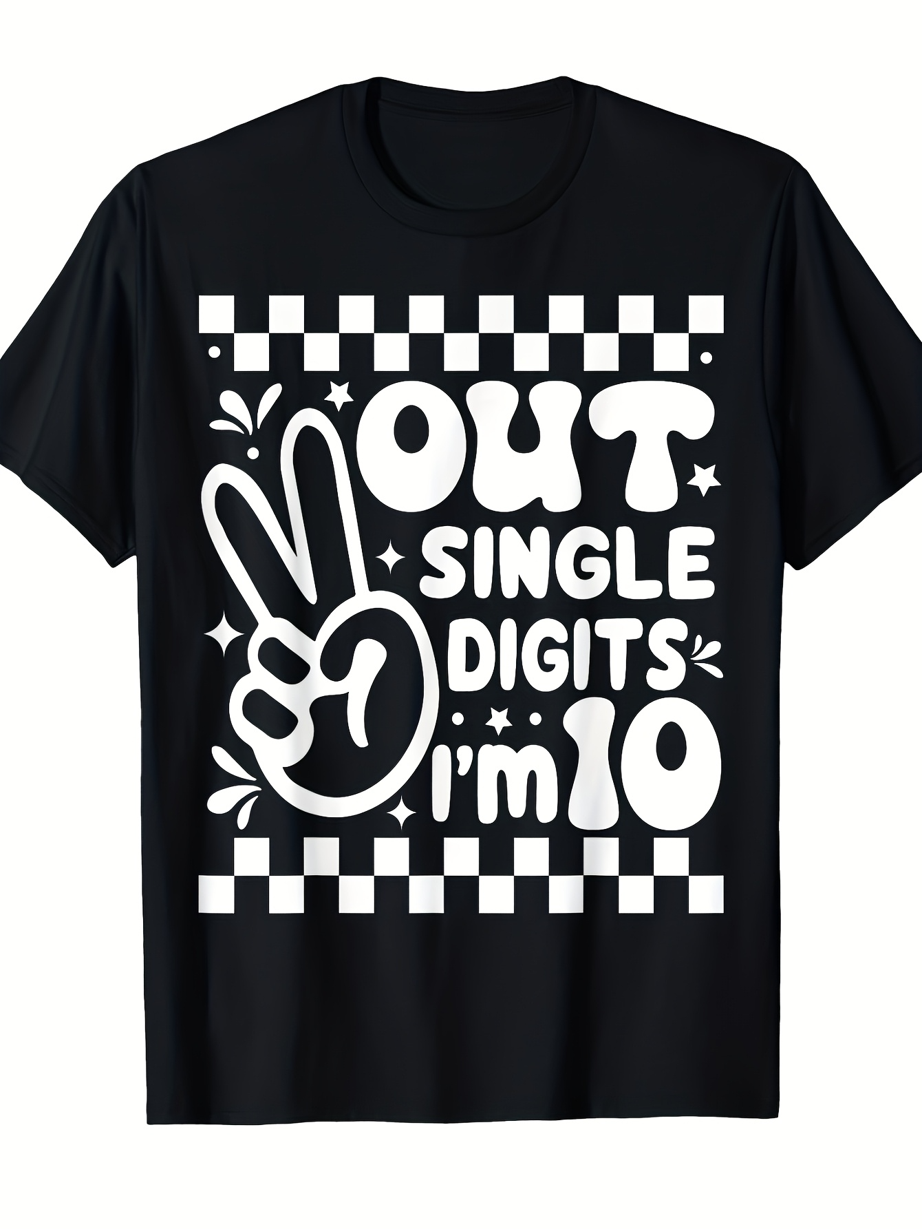 Men's Graphic T-Shirt Out Single Digits Im 10 Playful Peace Sign Birthday Theme