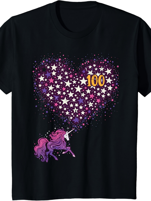 Men's Graphic T-Shirt Sparkling Pink Purple Shooting Stars Forming A Magical Unicorn