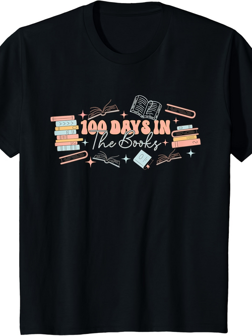 Men's Graphic T-Shirt One Hundred Days In The Books Surrounded By Pencils Stars And Open Notebook