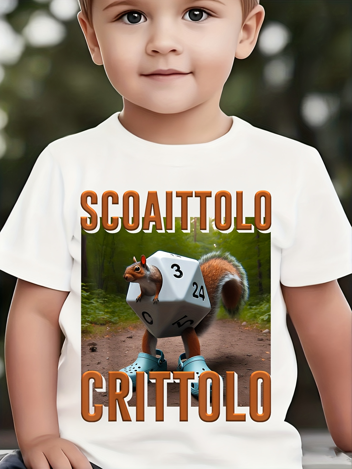 Men's Graphic T-Shirt Playful Forest Animal Wearing Dice Costume Squirrel