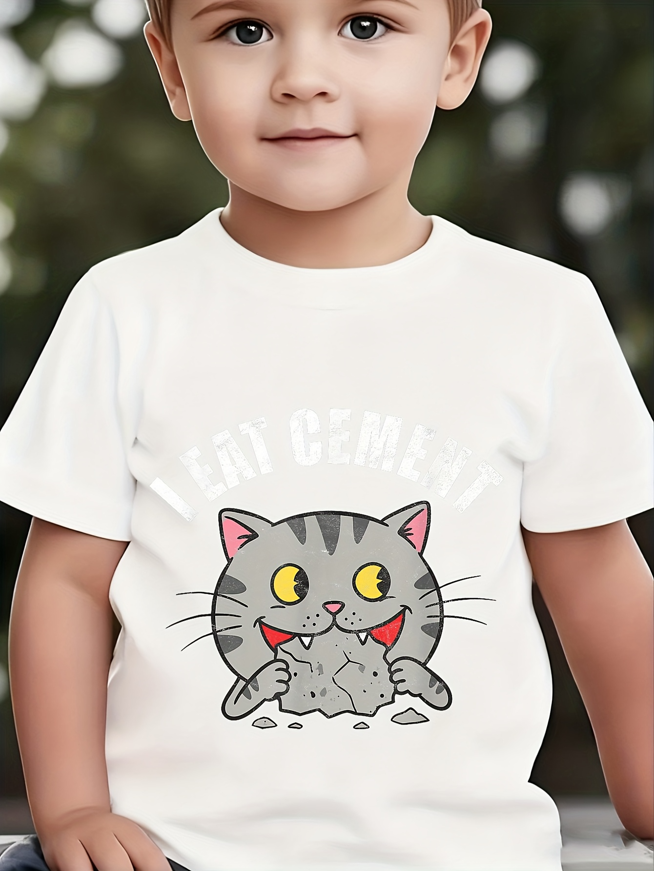 Men's Graphic T-Shirt I Got Caught Playful Gray Cat With Yellow Eyes Eating Cookies Cat