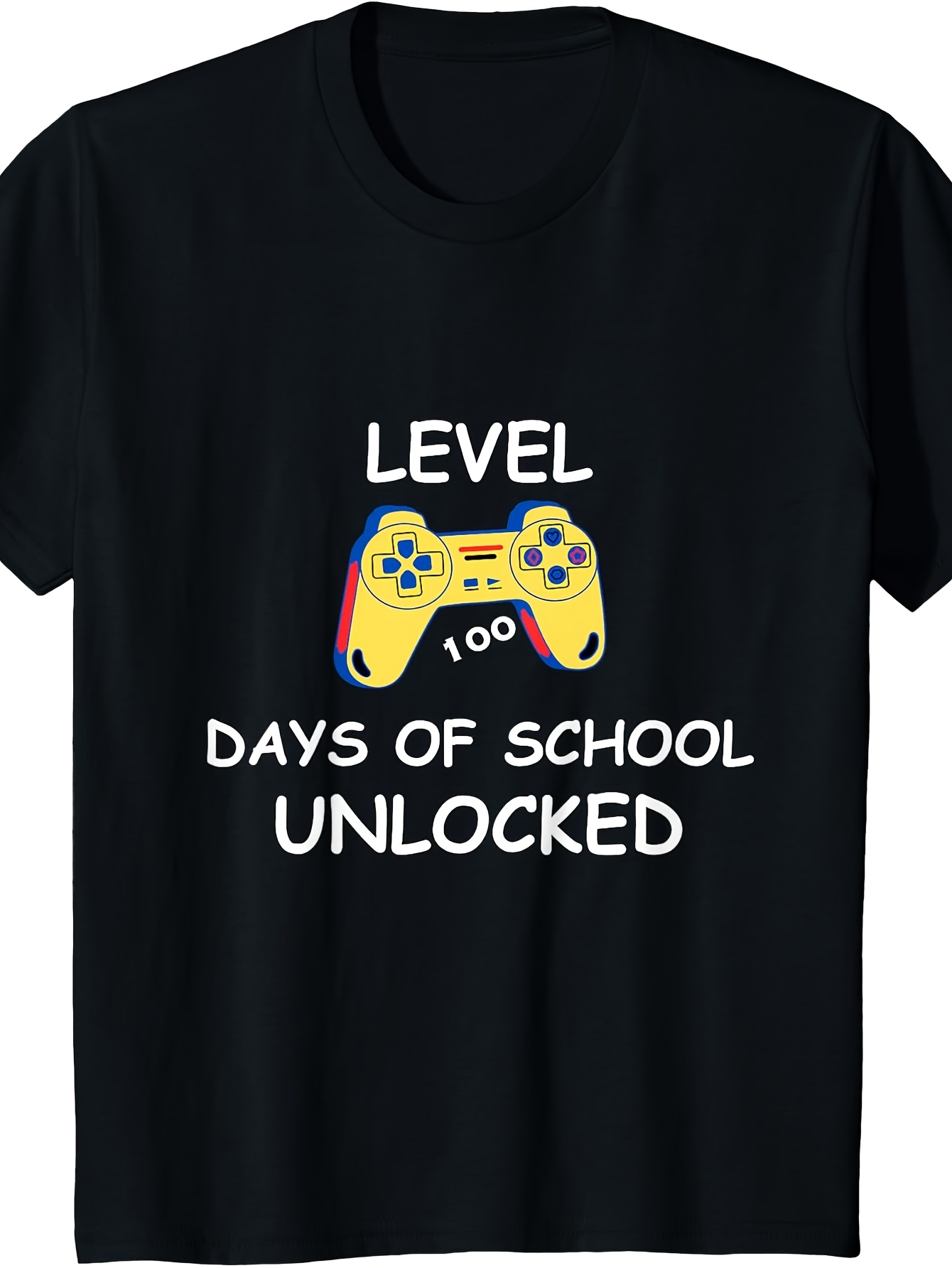 Men's Graphic T-Shirt Level 100 Days Of School Unlocked Colorful Gamepad Celebration Design