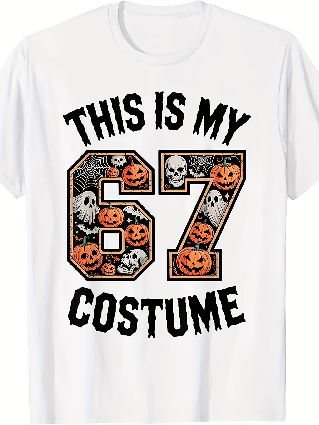 Men's Graphic T-Shirt This Is My Costume With Pumpkins Skulls And Spider Webs Sixty Seven
