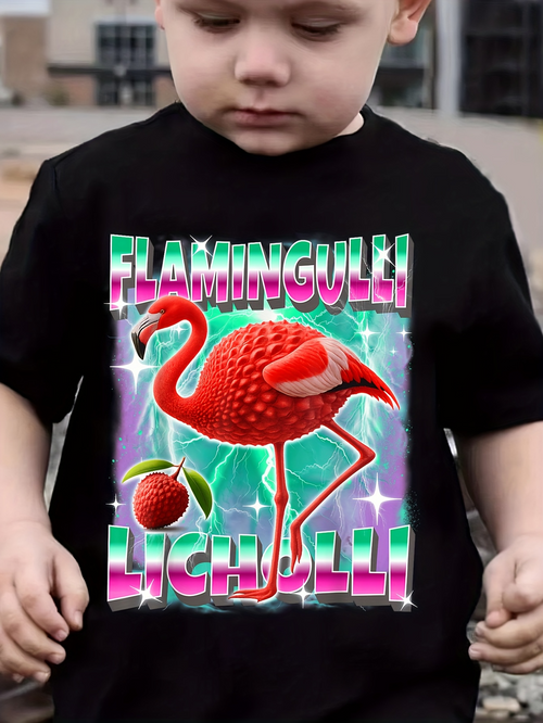 Men's Graphic T-Shirt Flamingulli Vibrant Fruit Lightning Pattern With Graphic Flamingo