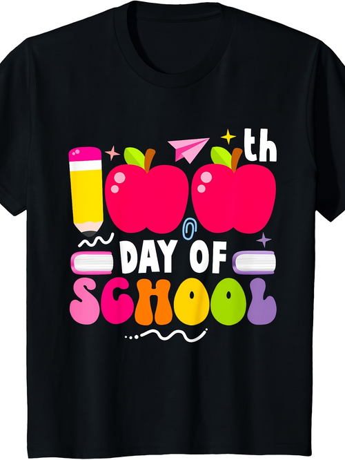 Men's Graphic T-Shirt Colorful Pencils And Apples Among Playful Back To School Essentials
