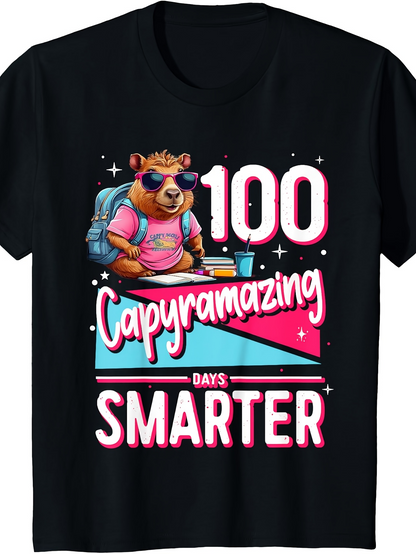 Men's Graphic T-Shirt Capymazing School Theme With Sunglasses Backpack Capybara