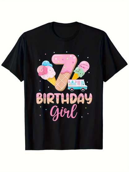 Men's Graphic T-Shirt Birthday Girl With Ice Cream Cones Colorful Sprinkles And Playful Food Truck