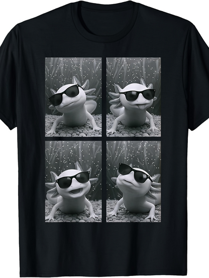 Men's Graphic T-Shirt Cool Axolotl Wearing Sunglasses In Playful Underwater Portraits Animal