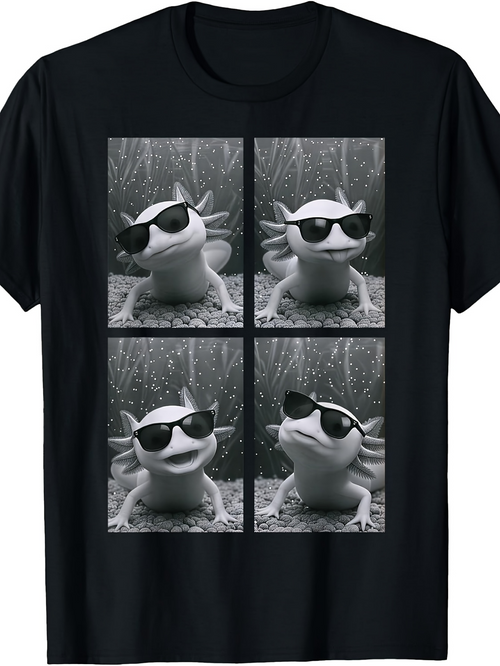 Men's Graphic T-Shirt Cool Axolotl Wearing Sunglasses In Playful Underwater Portraits Animal