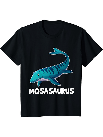 Men's Graphic T-Shirt Mosasaurus Swimming With Blue And Teal Patterns Underwater Ancient Reptile