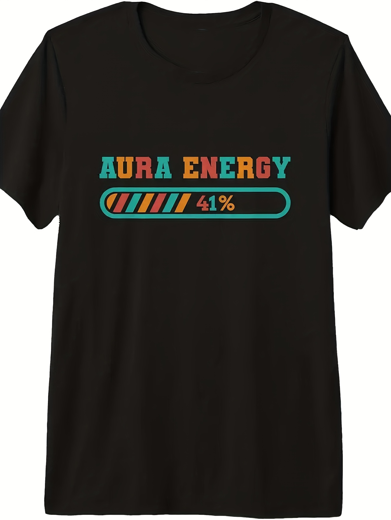 Men's Graphic T-Shirt Aura Energy Colorful Battery Loading Bar With Bright Text