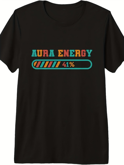 Men's Graphic T-Shirt Aura Energy Colorful Battery Loading Bar With Bright Text