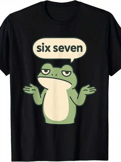 Men's Graphic T-Shirt Six Seven Shrugging Frog With Speech Bubble Graphic T Shirt