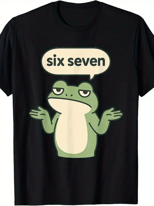 Men's Graphic T-Shirt Six Seven Shrugging Frog With Speech Bubble Graphic T Shirt