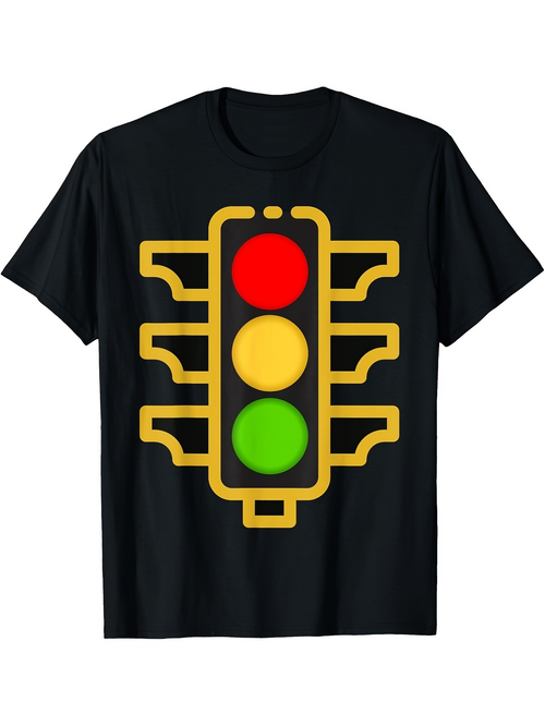 Men's Graphic T-Shirt Bold Colorful Lantern Design Featuring Classic Traffic Signals