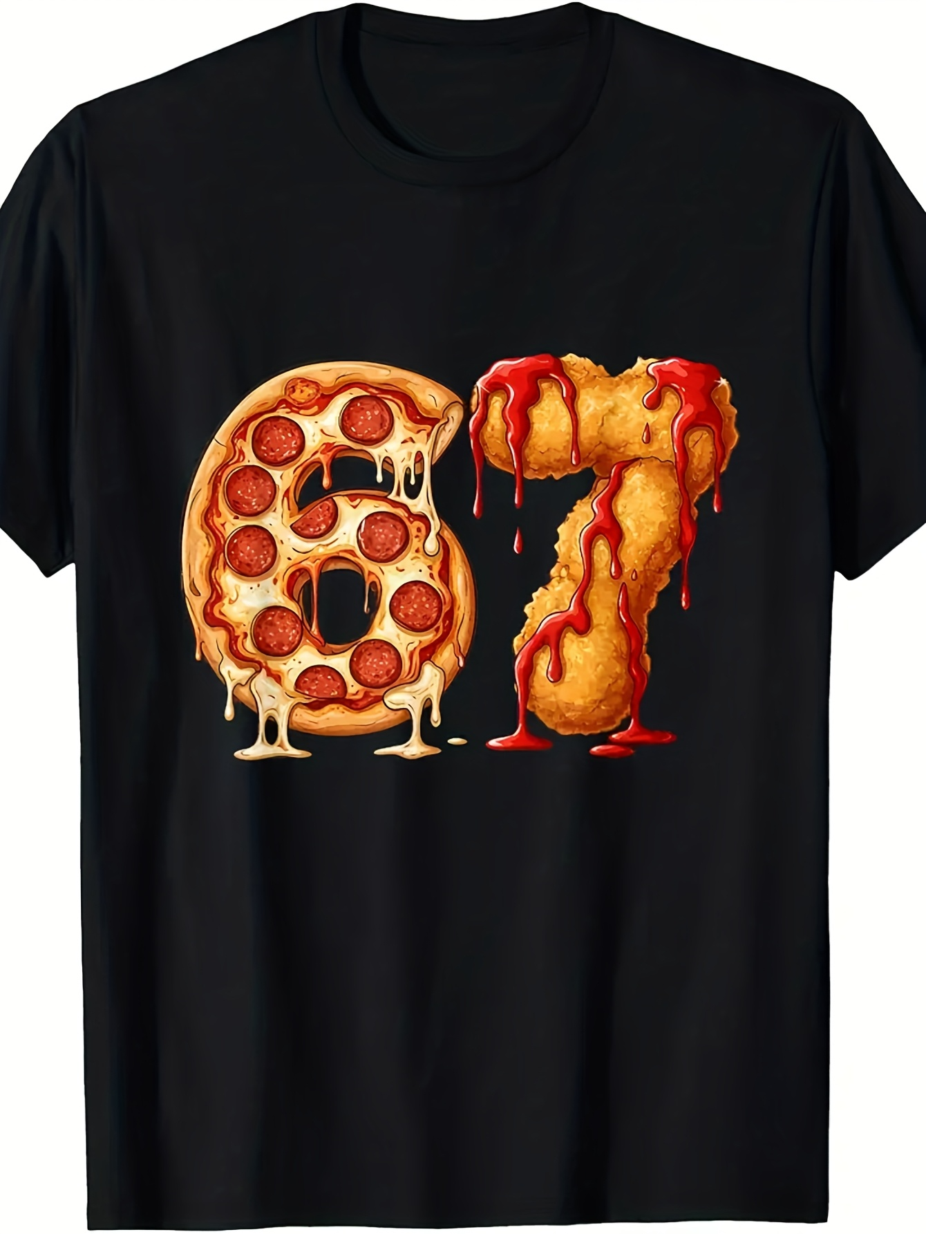Men's Graphic T-Shirt Delicious Cheese Melt With Pepperoni Pizza And Spicy Dripping Cheese Number