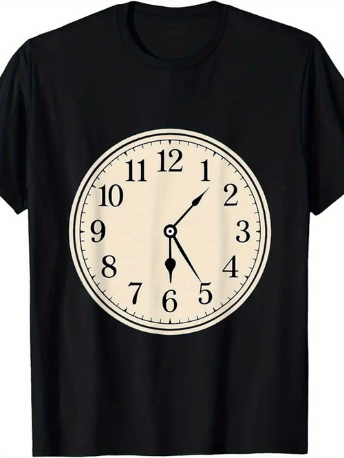 Men's Graphic T-Shirt Classic Wall Clock With Bold Numbers On Neutral Vintage Background Clock