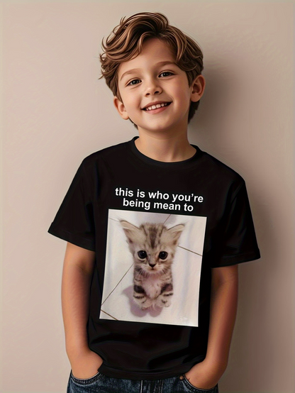 Men's Graphic T-Shirt This Is Who Youre Being Mean To With Sad Eyes Young Kitten