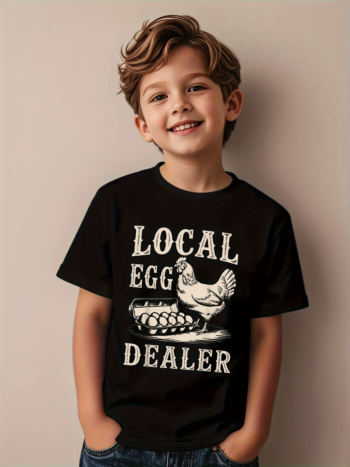 Men's Graphic T-Shirt Local Egg Dealer With Lively Chicken And Basket Full Of Fresh Eggs
