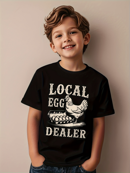 Men's Graphic T-Shirt Local Egg Dealer With Lively Chicken And Basket Full Of Fresh Eggs