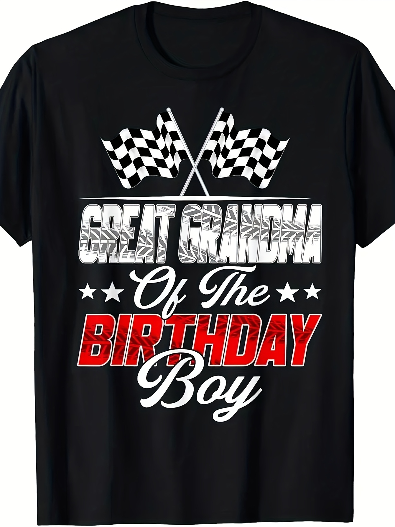 Men's Graphic T-Shirt Great Grandma Of The Birthday Boy Racing Flags Celebration Tee