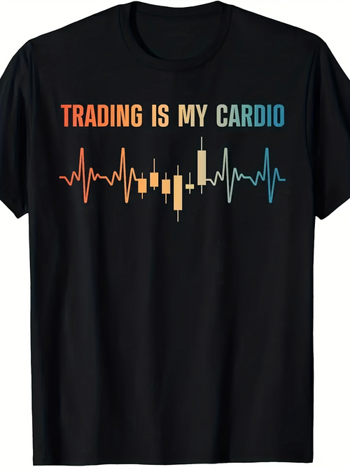Men's Graphic T-Shirt Trading Is My Cardio Vibrant Color ECG Line With Trading Candlestick Chart