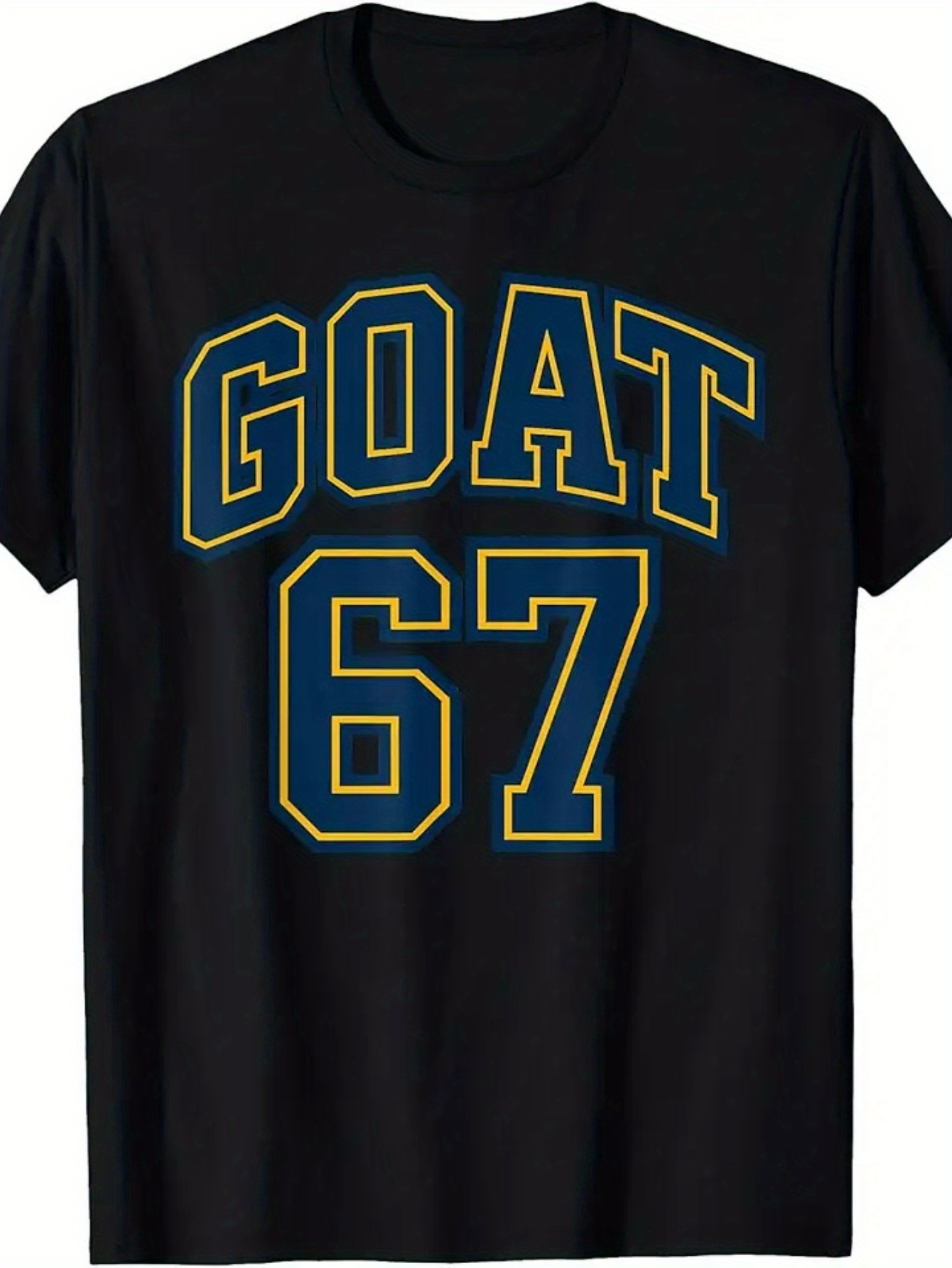 Men's Graphic T-Shirt GOAT 67 Bold Block Letters With Contrasting Outline On Classic Jersey Shirt