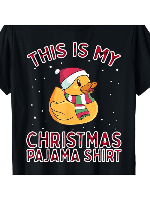 Men's Graphic T-Shirt This Is My Christmas Pajama Shirt With Snowflakes Festive Winter Rubber Duck