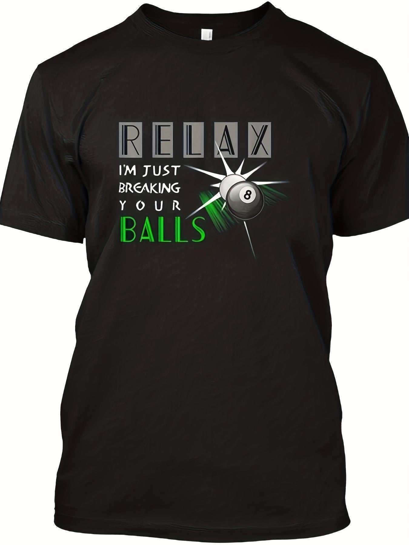 Men's Graphic T-Shirt Relax With Shining Pool Ball Breaking Cue Action Design Balls