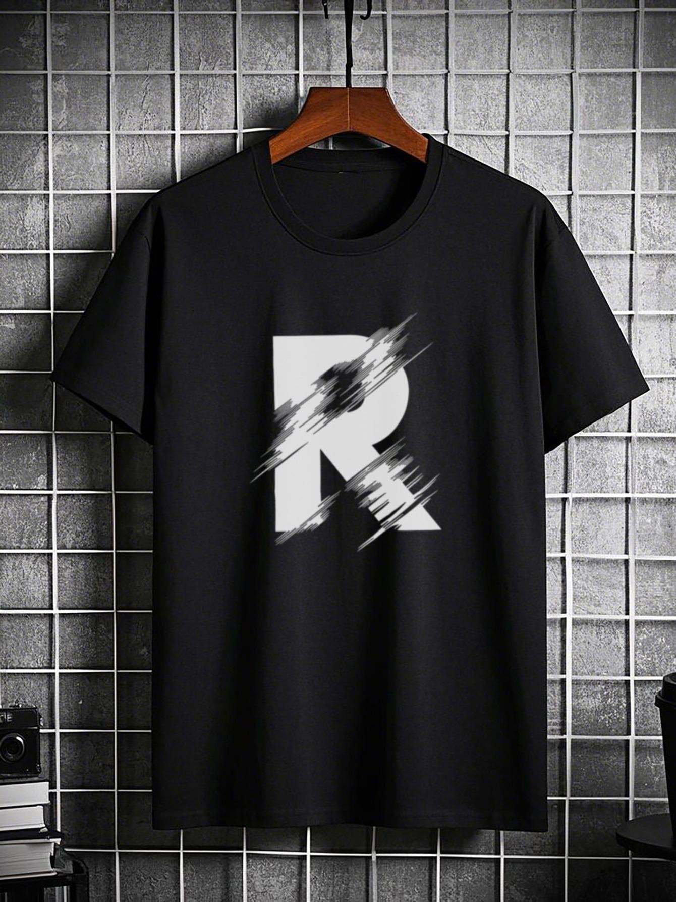 Men's Graphic T-Shirt Bold Graphic Letter R With Striking Motion Lines Artwork
