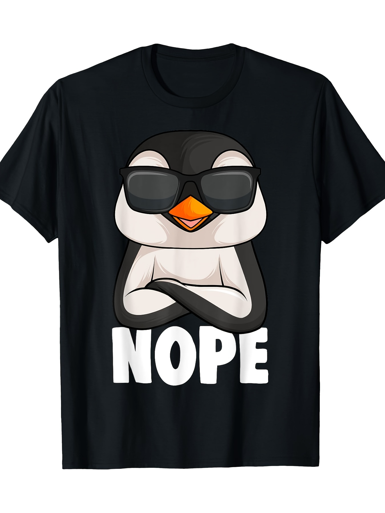 Men's Graphic T-Shirt Nope Cool Penguin With Sunglasses Folded Arms Standing Alone