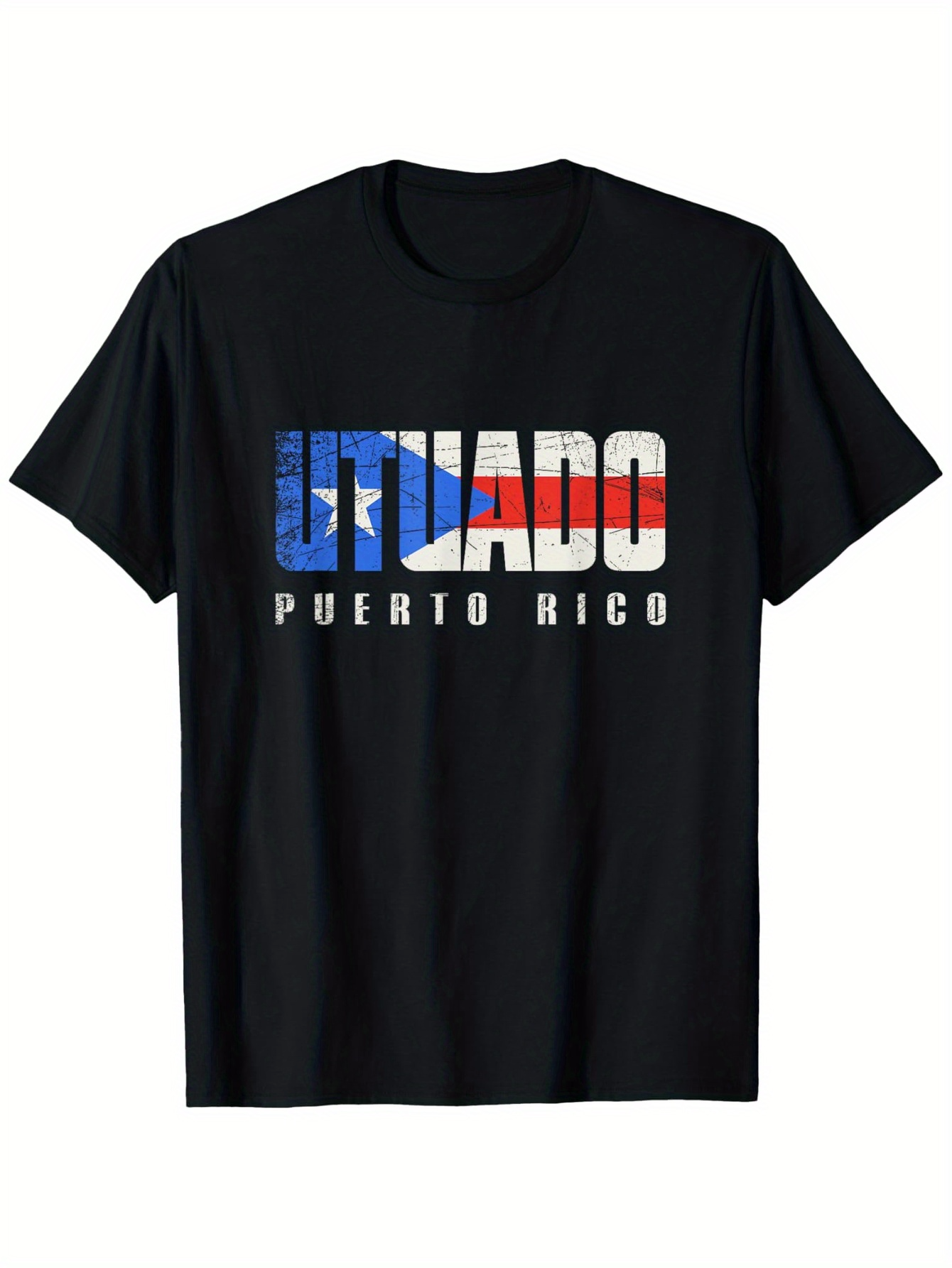 Men's Graphic T-Shirt Latinado Bold Flag Colored Letters With Distressed Style Puerto Rico
