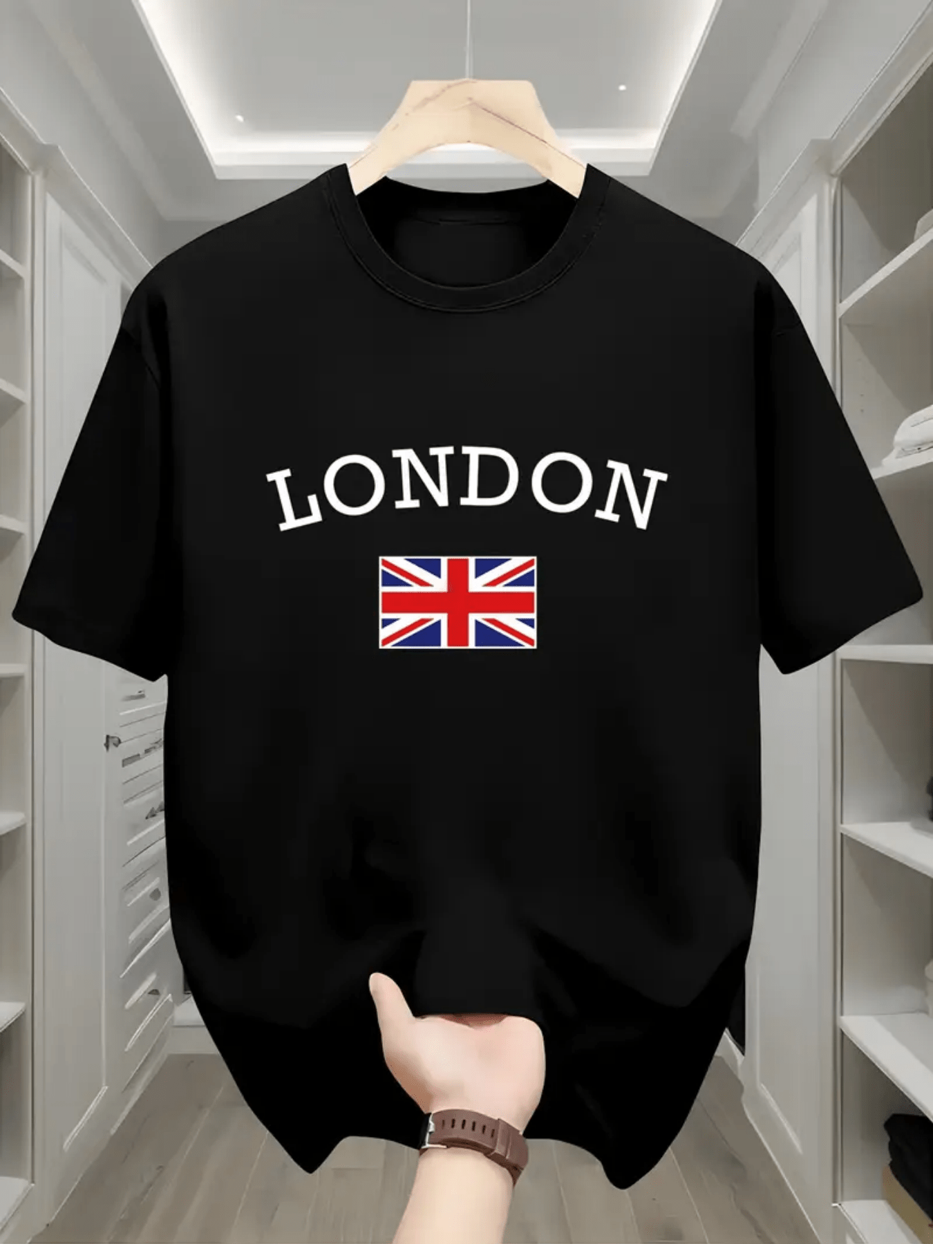 Men's Graphic T-Shirt London With Bold Letters And Union Flag Centered Shirt