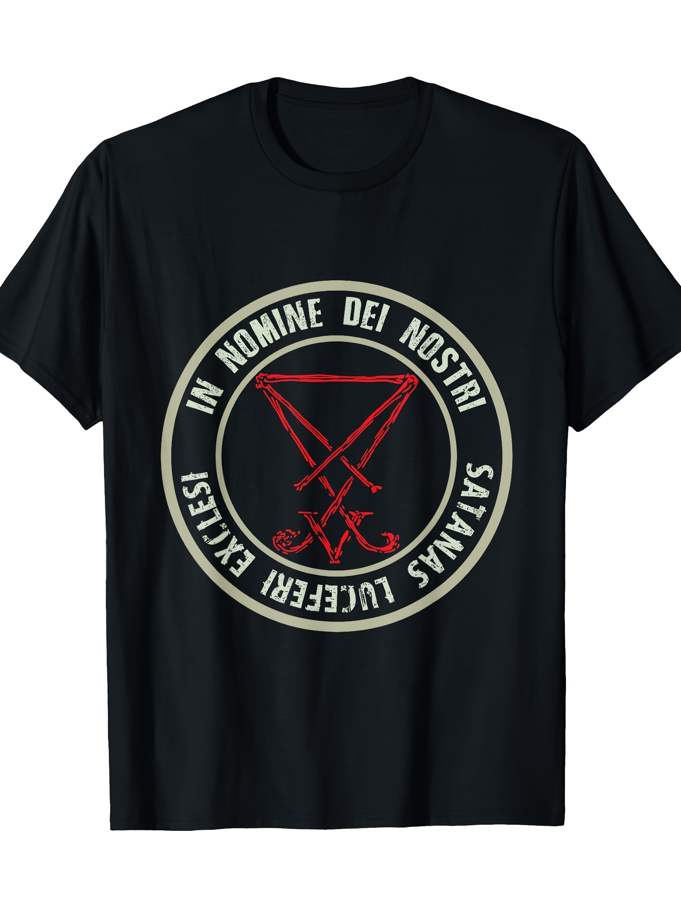 Men's Graphic T-Shirt In Nomine Dei Nostri Surrounded By Sigil With Occult Symbol