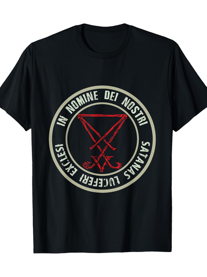 Men's Graphic T-Shirt In Nomine Dei Nostri Surrounded By Sigil With Occult Symbol