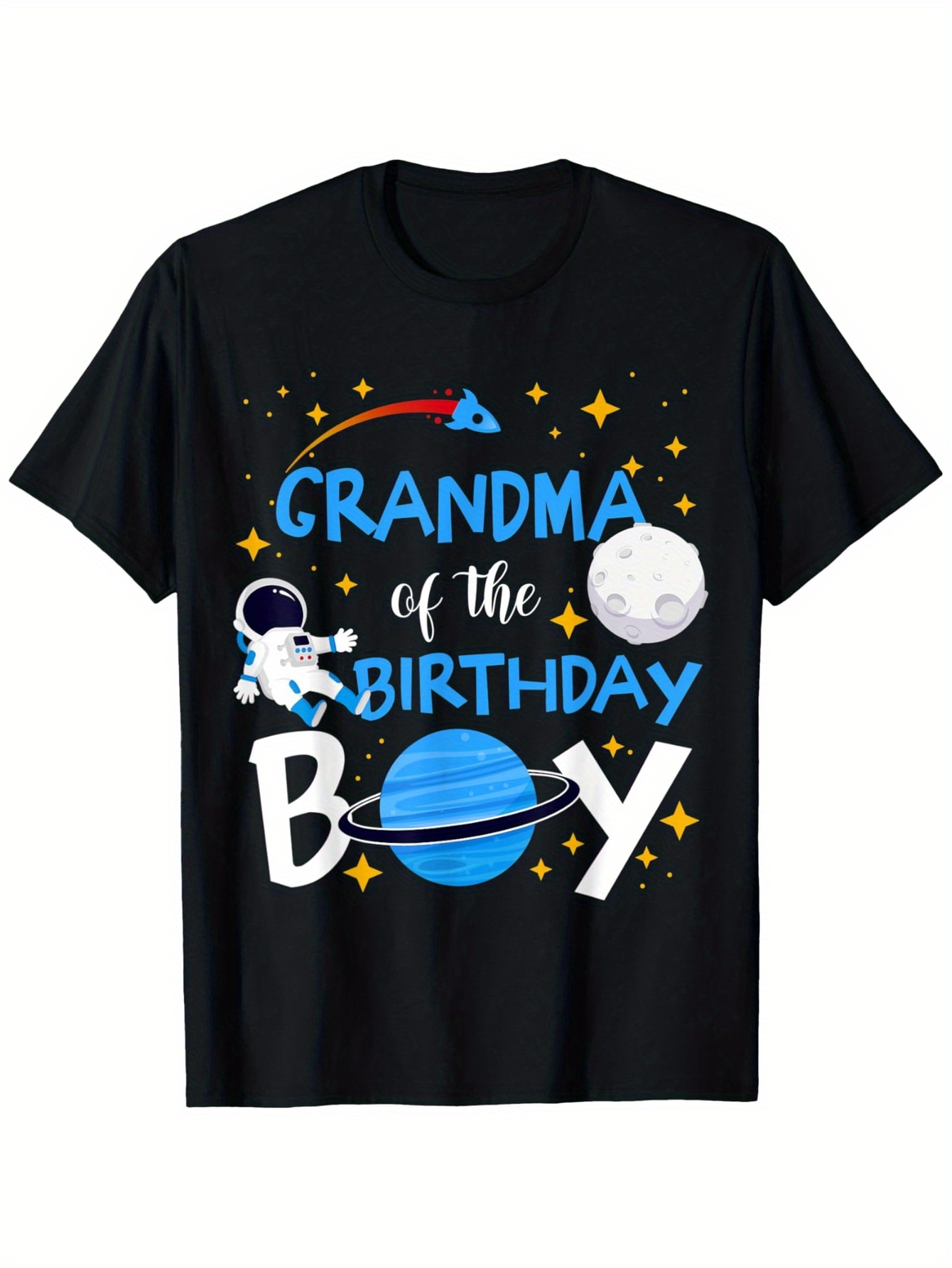 Men's Graphic T-Shirt Grandma Of The Birthday Boy With Astronaut And Outer Space Theme Saturn Planet