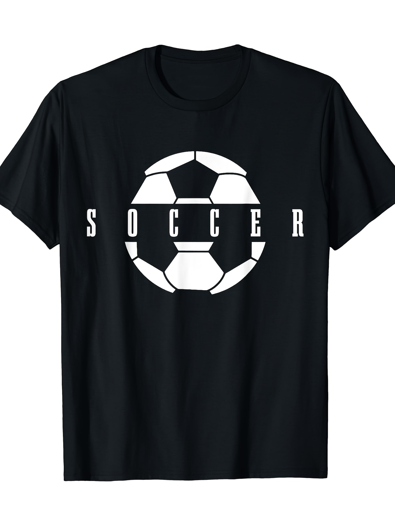 Men's Graphic T-Shirt Soccer Bold Letters With Graphic Geometric Style Ball Design Soccer Ball