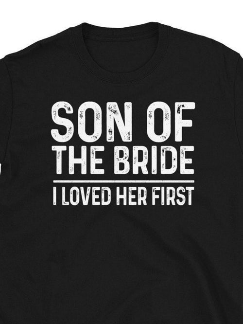 Men's Graphic T-Shirt Son Of The Bride Bold White Statement On Solid Black T Shirt