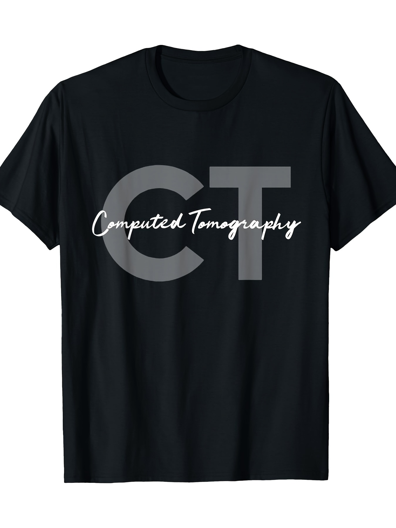 Men's Graphic T-Shirt Computed Tomography Bold Lettering With Stylized Calligraphy CT