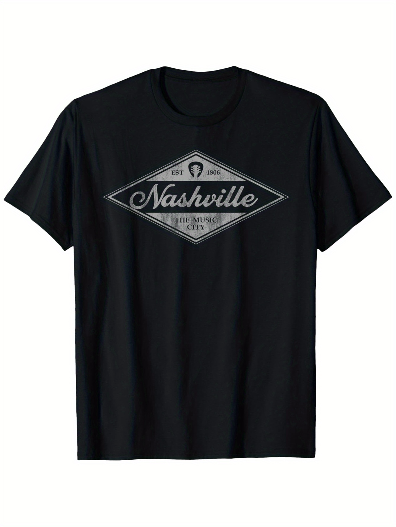 Men's Graphic T-Shirt Vintage Diamond Graphic With Stylized White Script Lettering Nashville