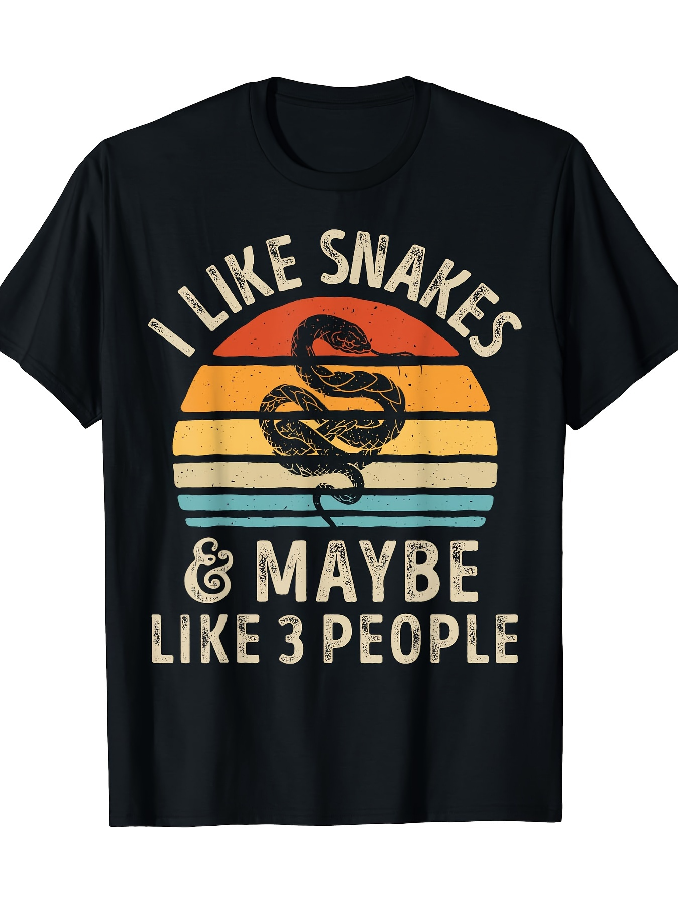 Men's Graphic T-Shirt I Like Snakes And Maybe Like Three People Sunset Snake