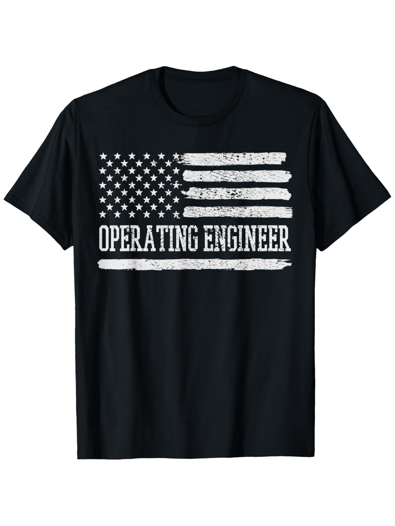 Men's Graphic T-Shirt Operating Engineer Distressed American Flag Graphic Tee