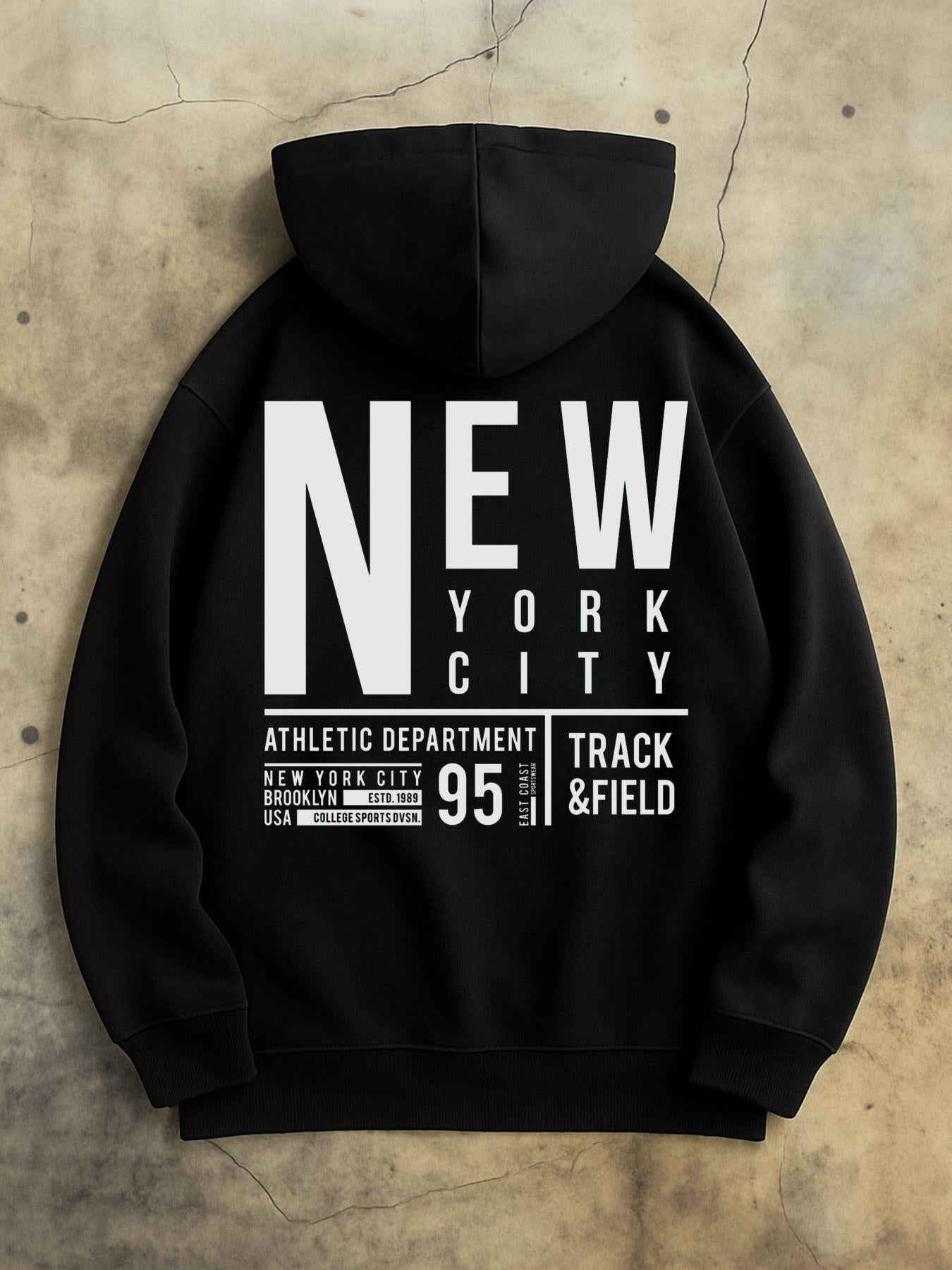 Men's Graphic Hoodie New York City Track Field Athletic Department Black Hoodie
