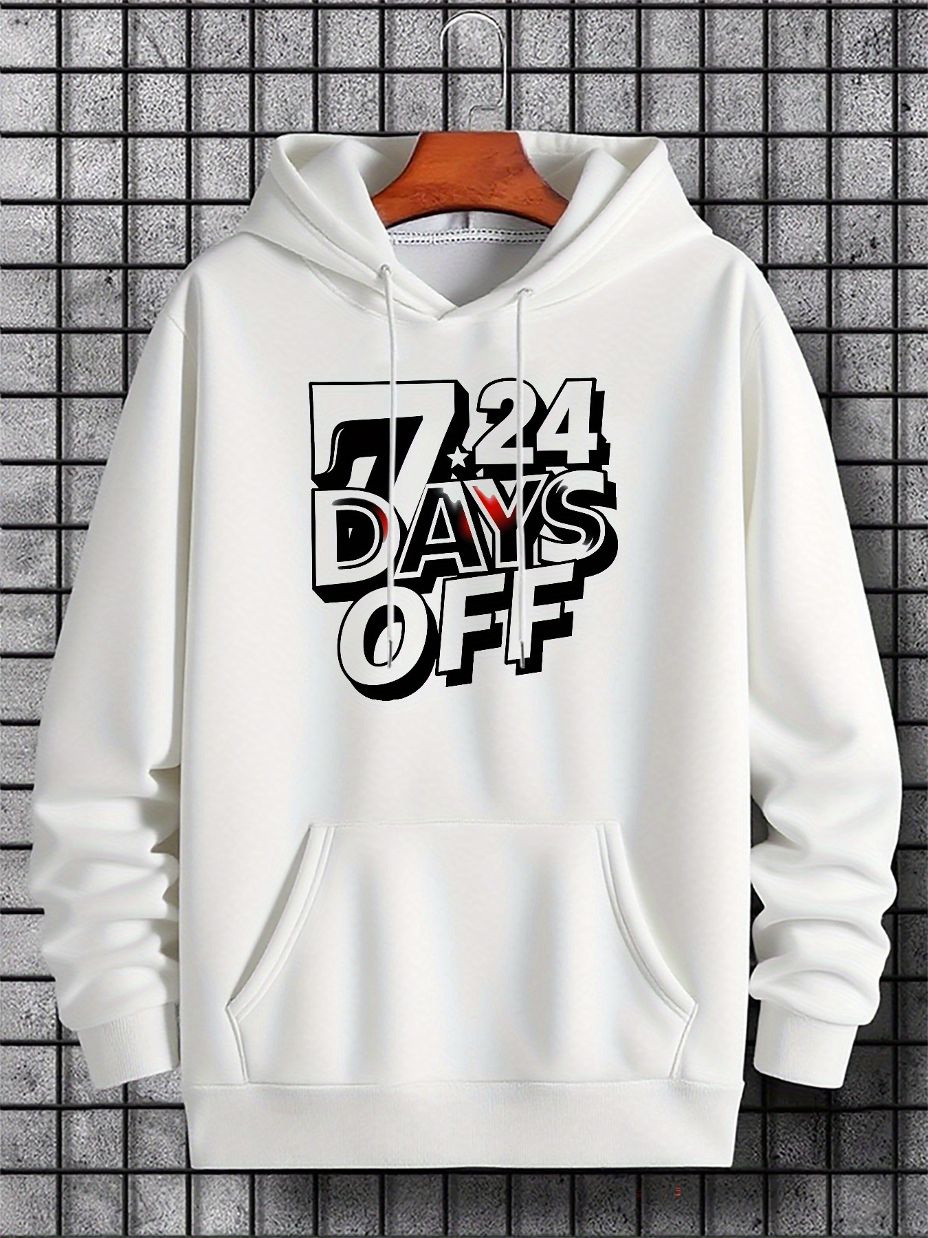 Men's Graphic Hoodie Seven Twenty Four Days Off With Bold Modern Typography Hoodie