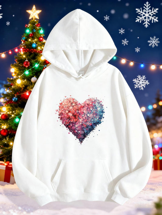 Women's Graphic Hoodie Sparkling Winter Night Gradient Glitter Heart