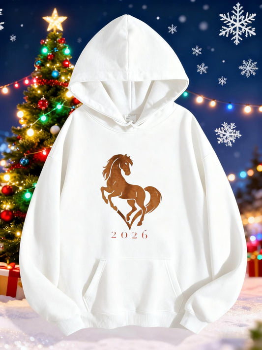 Women's Graphic Hoodie 2026 Powerful Motion Lights Featuring A Galloping Majestic Horse