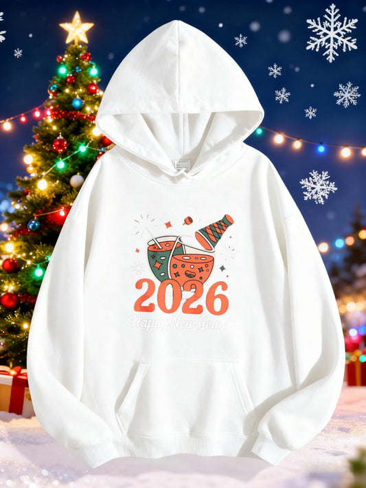 Women's Graphic Hoodie Celebration Fireworks With Sparkling Champagne Toast 2026
